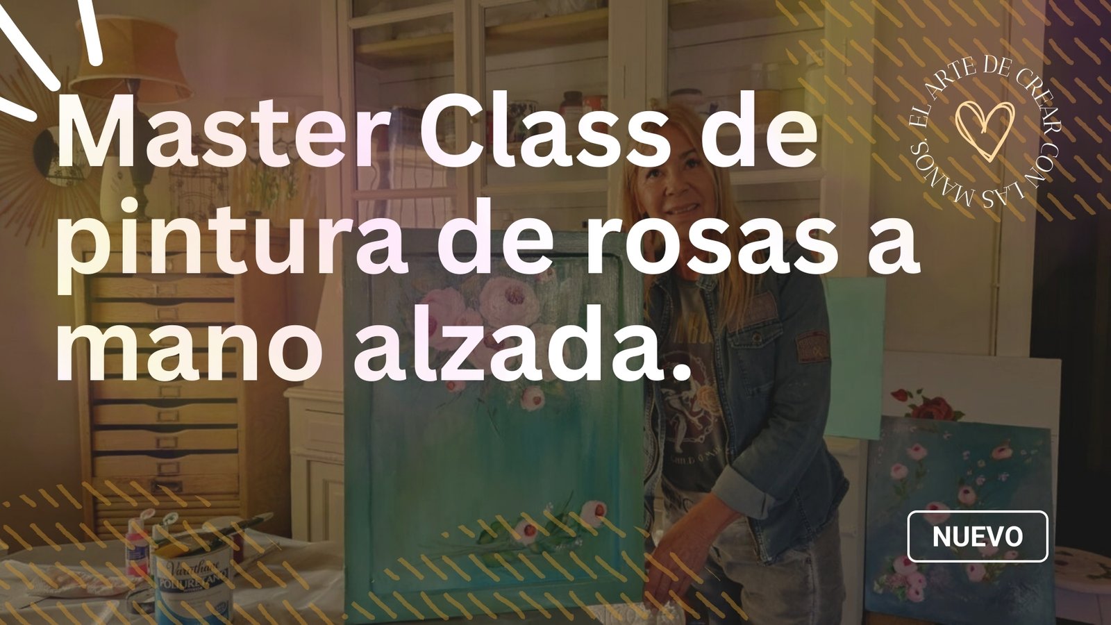 Master Class de pintura de rosas a mano alzada.